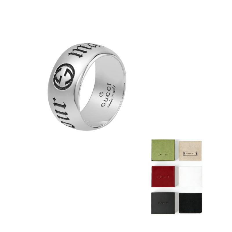 Gucci Ghost Maison De L Amour Wide Shiny 925 Silver Ring Unisex Ring 678666-J8400-0701
