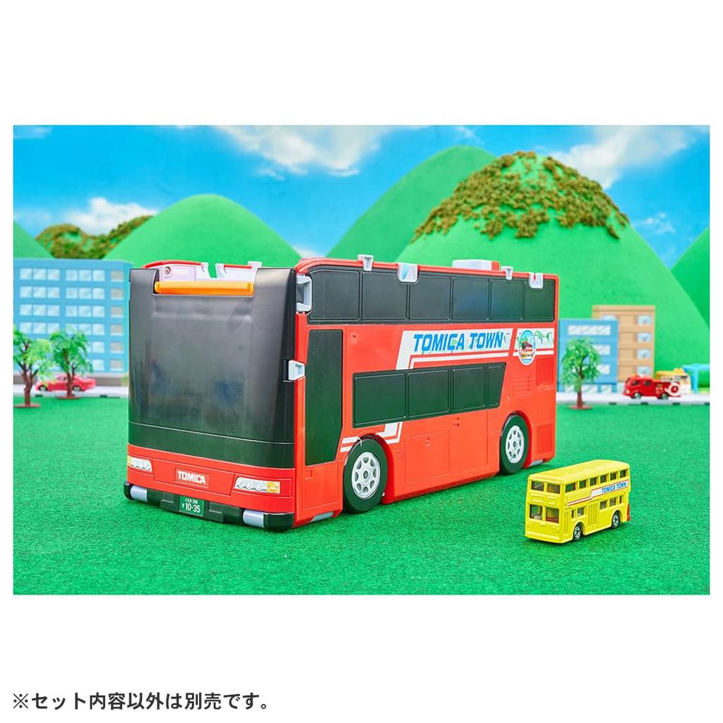 Takara Tomy Tomica Vehicle Town Big Transforming Bus Rotary Miniature Car Toy for ages 3 and up Double-Decker (with Tomica)