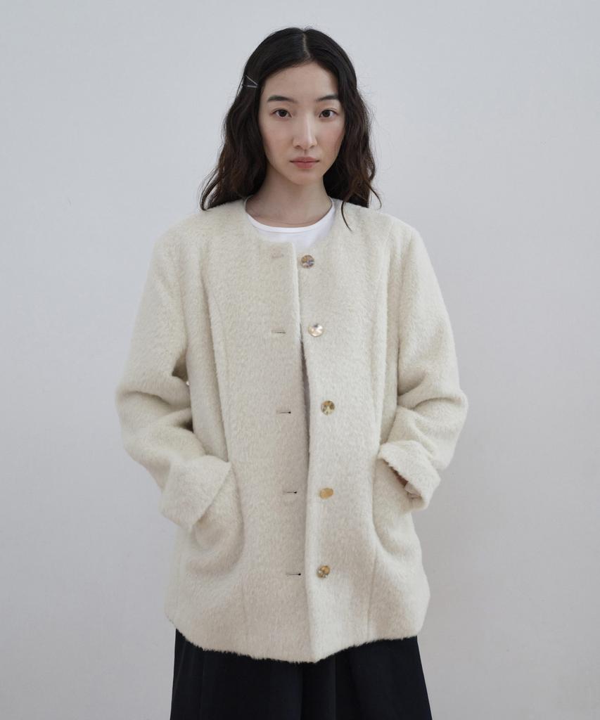 STEP AROUND Suri Arpaca Round Mid Jacket_Ivory