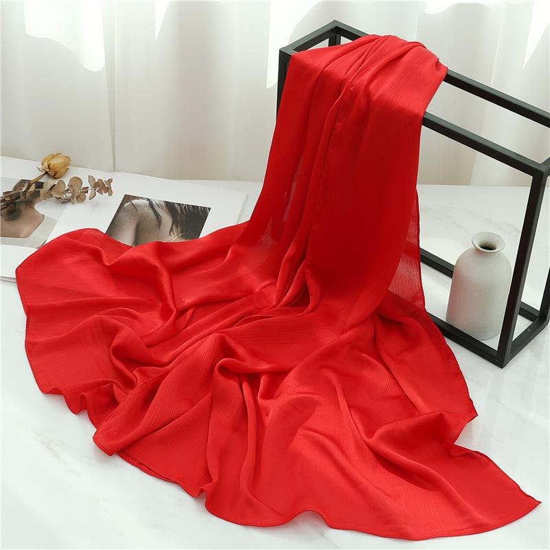 Headscarf Solid color silk scarf Basic versatile scarf Women's smooth crepe travel scarf Xizang travel shawl