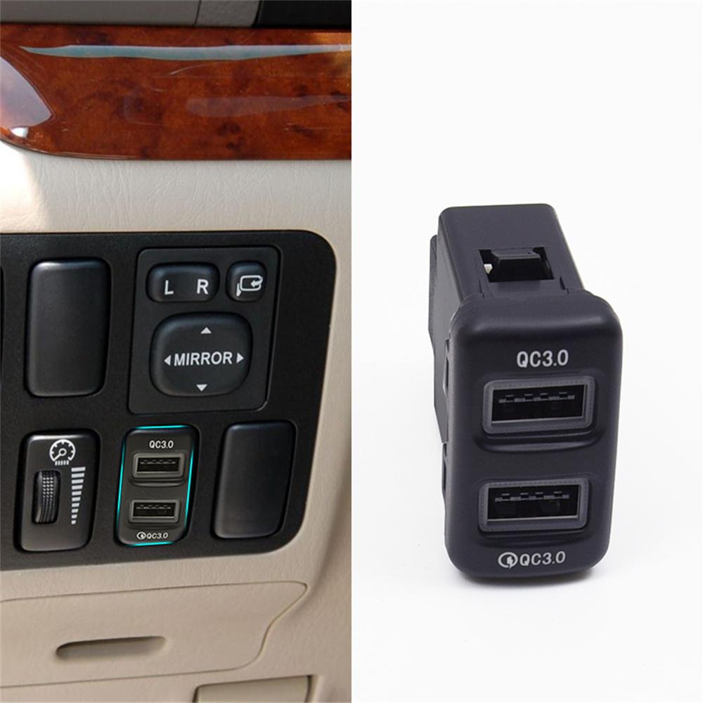 18W Car Charger Dual-USB QC3.0 Fast Charging For Toyota Tacoma FJ Cruiser HILUX