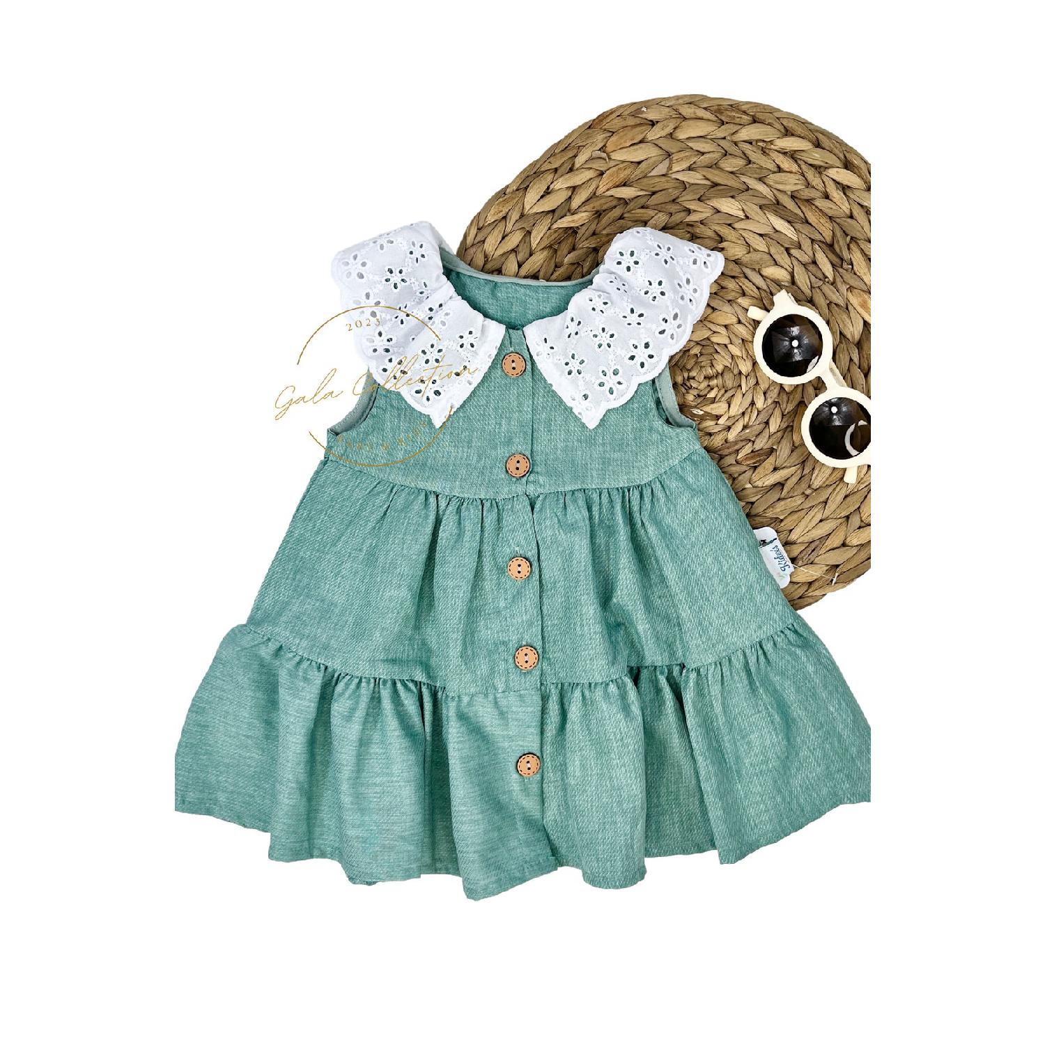 

Детское уютное элегантное праздничное платье с воротником Fisto и пуговицами Airobin для детей 9, 12, 18, 24 месяцев