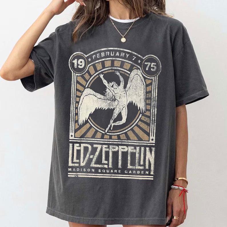 summer New Led Zeppelin Rock band cotton Unisex Tshirt Fashion Sports Short sleeves popular unisex S