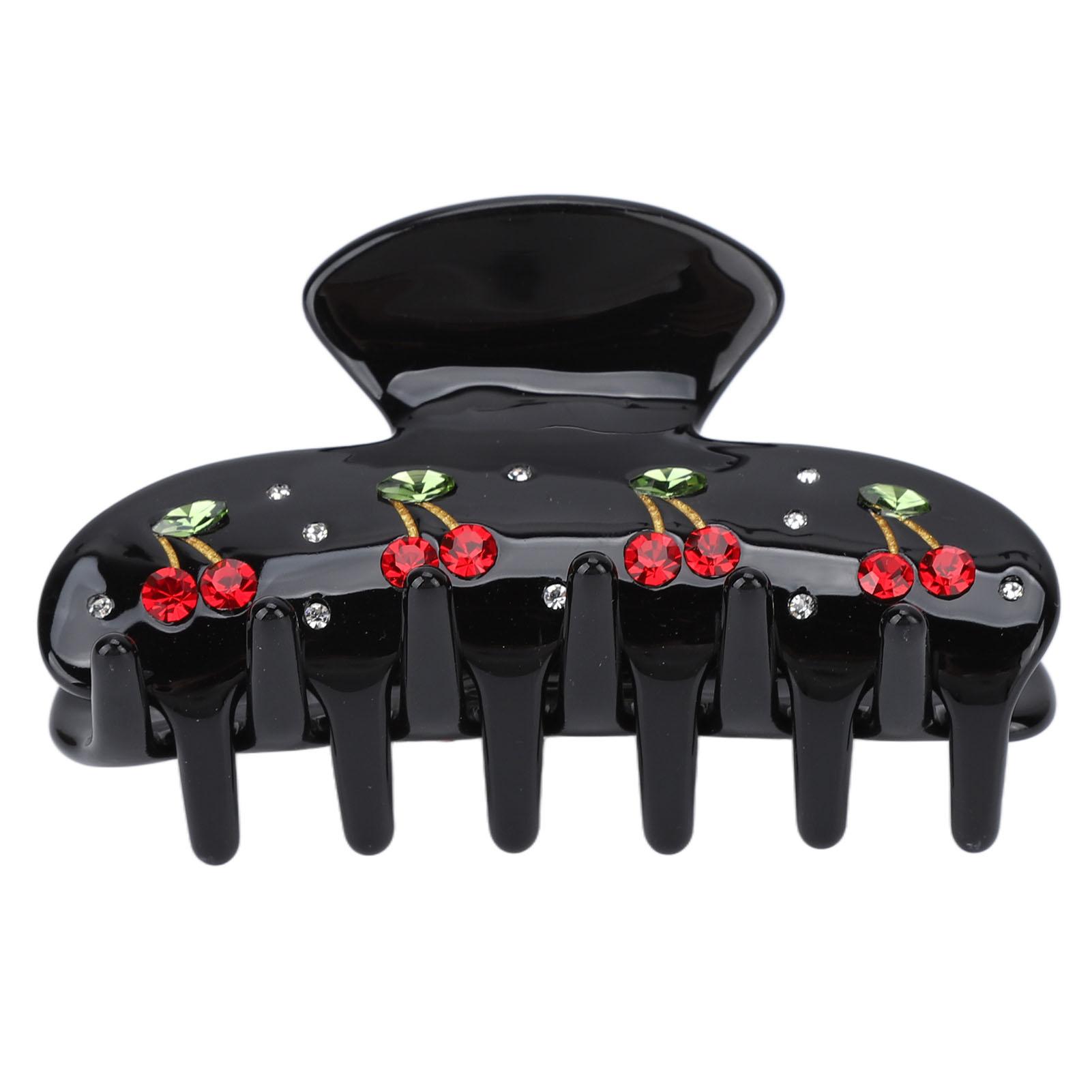 

Вишневый узор для женщин и девочек из ацетата, модные заколки для волос со стразами, аксессуары для волос на каждый день чёрный