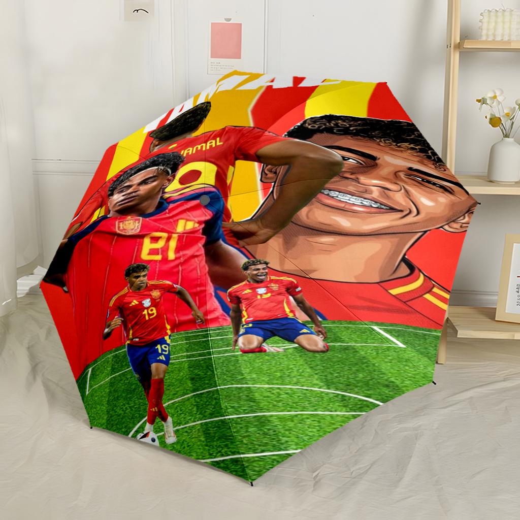 Lamine Yamal's Lamine Yamal's Barcelona Debut Automatic Umbrella Compact 8-Rib Design Lightweight All-Season Use Fashion Lovers Gift for Festivals