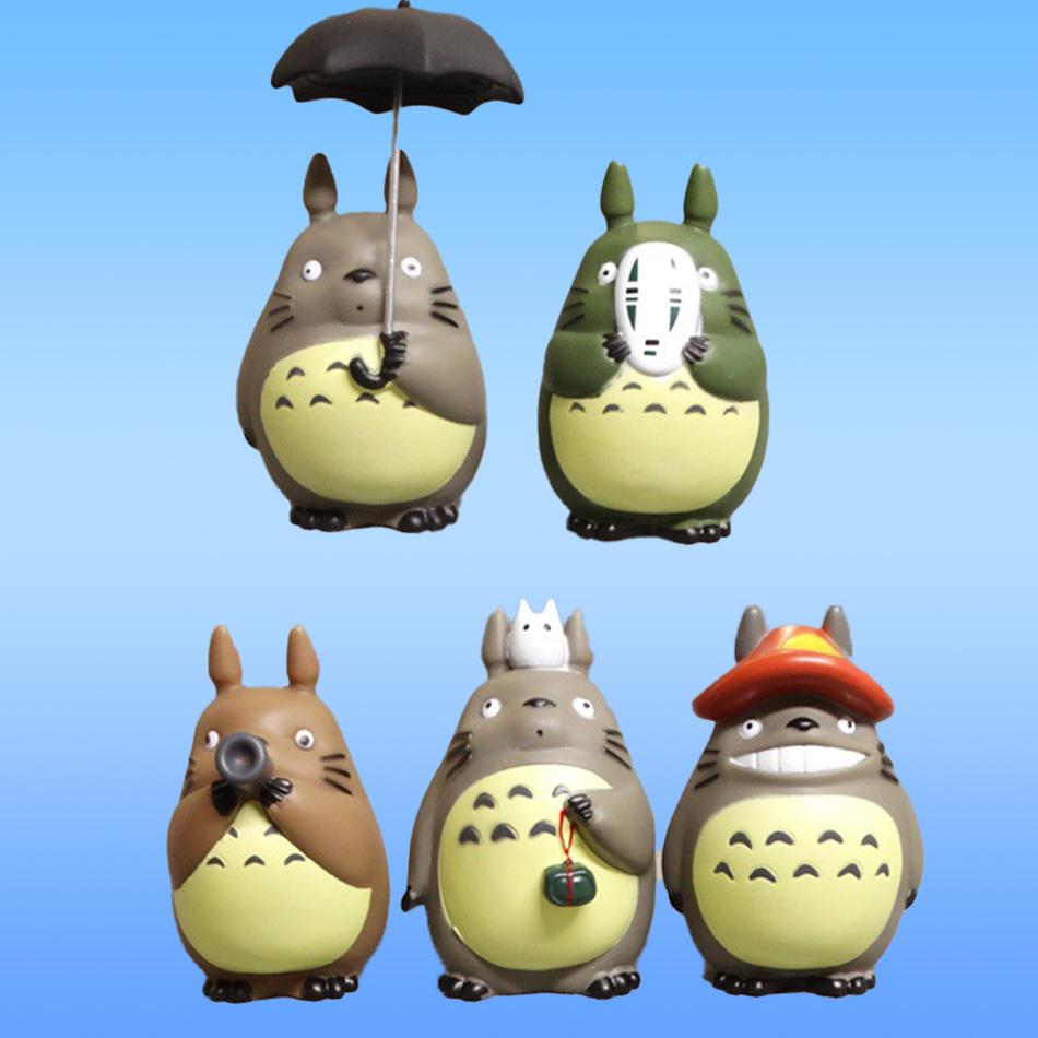 5Pieces Cartoon Totoro Figure Statue Ensemble Cute Room Decorations Kawaii Fashion Kid's Toy Collectible Kids Gift