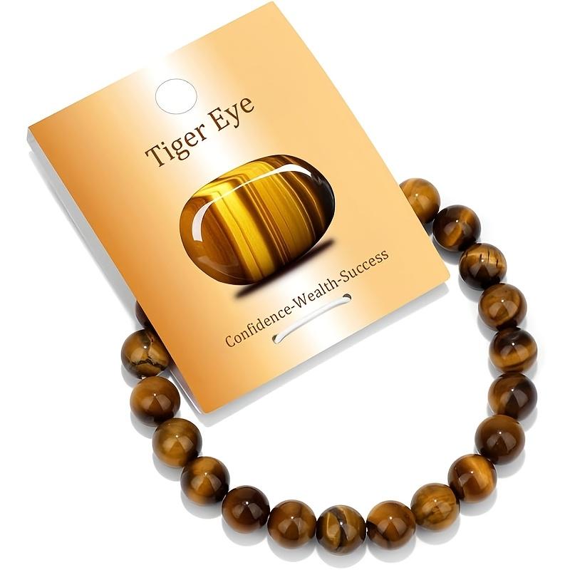 

24 Genuine Tiger Eye Bracelet - Bohemian Stretch, Wealth & Luck Gift for Teens