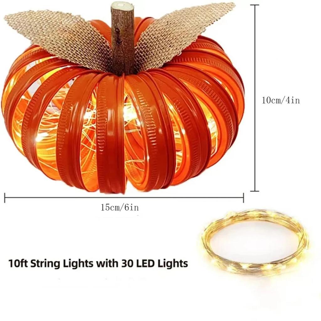 Fall Decor Light Up Mason Jar Lid Pumpkin Fall Decorations For Home Kitchen Farmhouse Autumn Thanksgiving Porch Table Mantle