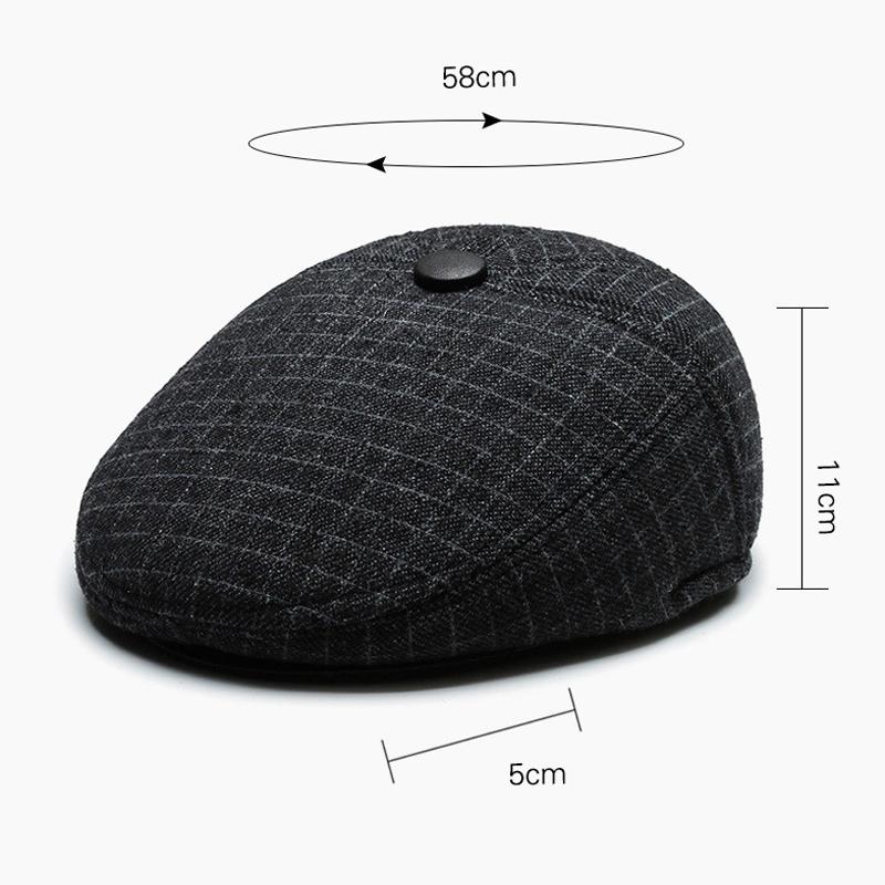 Winter Middle-Aged and Elderly Dad Grandpa Plaid Forward Hat Wool Cold-Proof Warm Ear Protection Cap