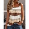 Canotta a righe senza maniche con scollo quadrato, stile estivo nuovo, taglio ampio e casual, capo superiore per donna
