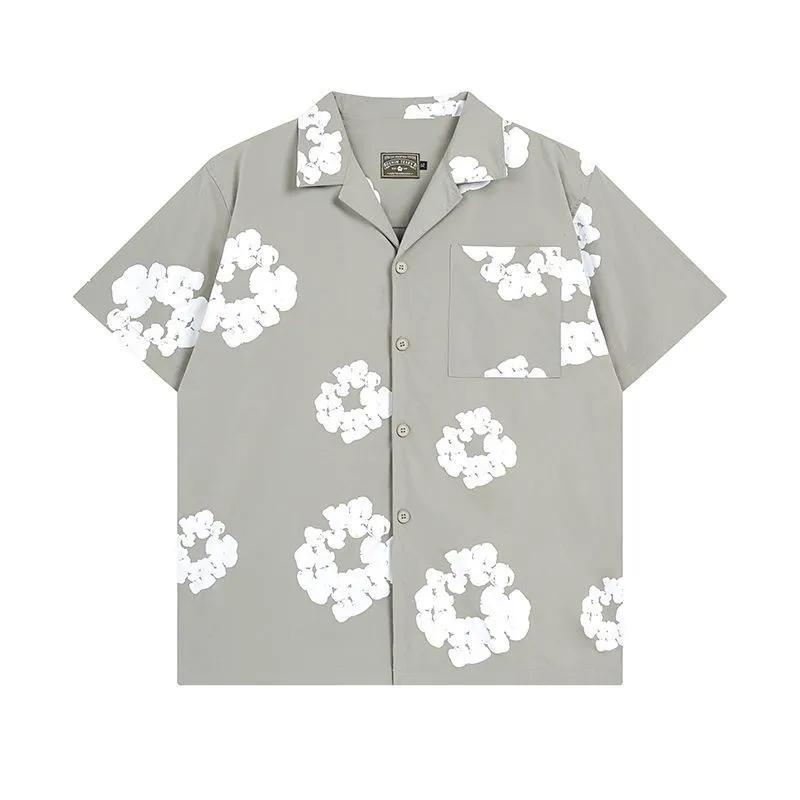 Hawaiian Lily Tropical Floral Print Men's Button-Down Short Sleeve Shirt