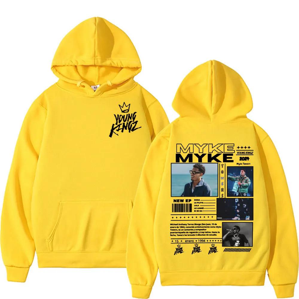 Rapper Myke Towers Men Plus Size Hoodie Hip Hop Rock Street Outdoor Casual Pop Long Sleeve Y2K Warm Fall Sweatshirt Clothing