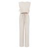 Fashion Cotton and Linen Suit Women's Clothing 2025 Summer New Shoulder Pads Sleeveless Top Trousers Two-piece Set European and American Casual