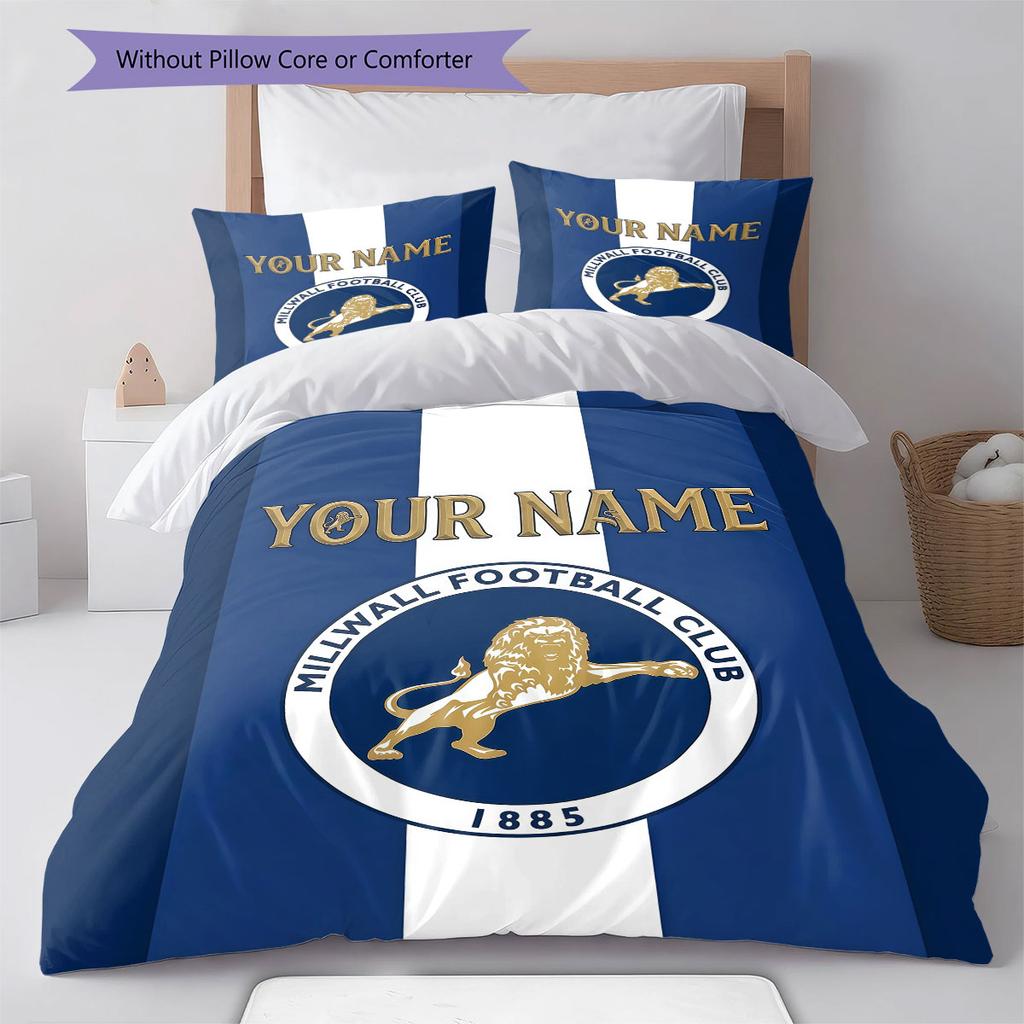 Custom Name,Millwall Pattern Bedding Home Decoration Birthday Gift ( 1 duvet cover + 2 pillowcase, without core),fan merchandise.