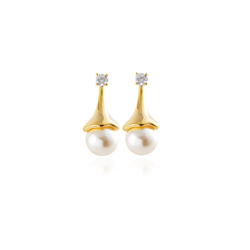 Crystal Waterdrop Imitation Pearl Stud Earrings for Women Exquisite Simple Fashion Sweet Personality Temperament Jewelry