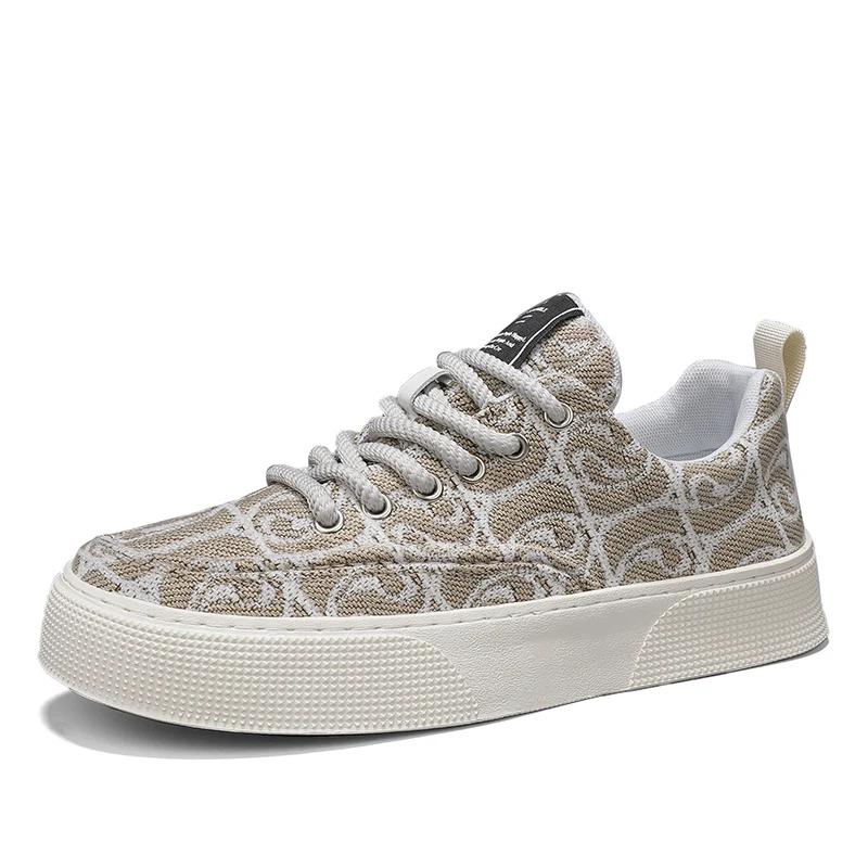 FashionDesigner Green Canvas Shoes Men Fashion Print Mens Vulcanized Sneakers Breathable Platform Sports Skateboard Shoes For Men 2024