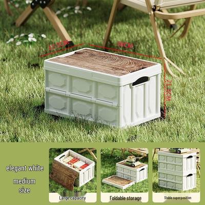 Faltbare Outdoor-Aufbewahrungsbox mit Holzdeckel