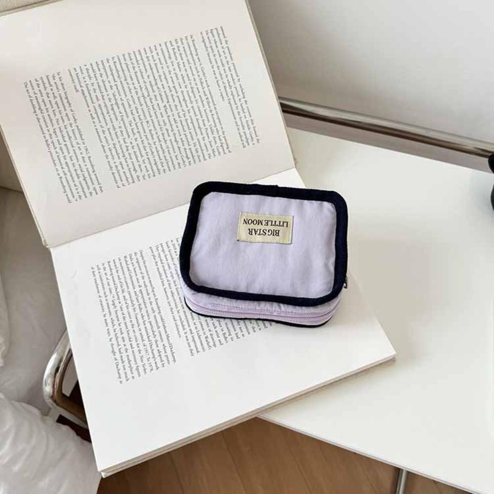Korean Style Contrast Color Cosmetic Bag Portable Sanitary Napkin Storage Bag  Napkin Towel