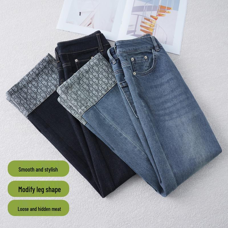 2025 New Spring Women's High-Waisted Blue Slimming Harem Jeans - Cuffed, Cropped, and Loose-Fit Cigarette Pants
