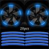 20PC  Wheel Hub Reflective Sticker Universal Fluorescence Luminous Stripe Tape Car Motorcycle Decals Night Driving Safety