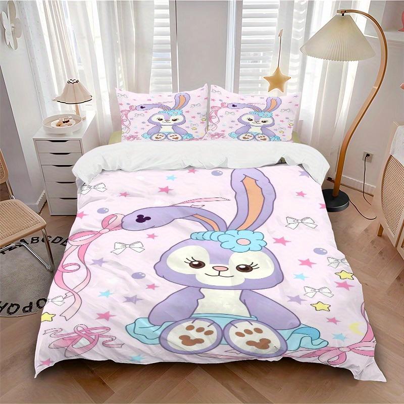 

3pcs set Bunny, Bow, Stars print bedding quilt cover, soft and comfortable quilt cover suitable for bedroom and guest room12 135x200cm