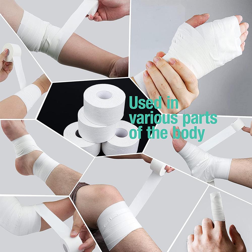 3Roll White Athletic Sports Tape Strong Adhesive No Residue Easy Tear For Athletes Trainers First Aid Injury Wrist Support