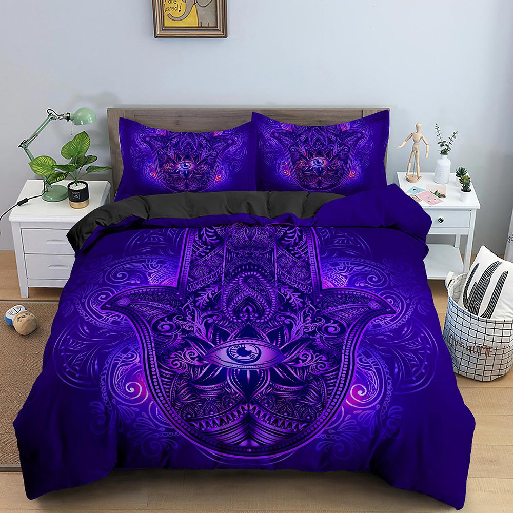 Hand Of Fatima Duvet Cover Set Floral Pattern 3D Print Polyester Comforter Cover For Teens Adults Bedding Set King Queen Size