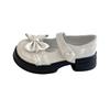 College Style with Skirt JK Small Leather Shoes Women's New Bow Velcro Single Shoes Student Cute