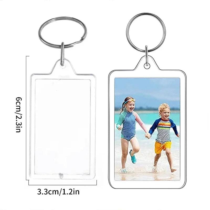 Transparent Mini Picture Frame Keychains Detachable Design Bulk Pack of 5-100pcs for Unique DIY Souvenirs Memorial Gifts