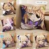 Fischl Cute Genshin Impact Cushion Cover Silky Short Plush Invisible Zipper Dustproof Sofa Pillow Case For Home Decor