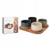 Deska do serwowania bambusowa z 4 miseczkami ceramicznymi