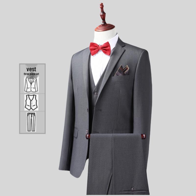 Dreiteiliger Anzug im koreanischen Stil für Herren, Slim Fit - Business-, Freizeit-, Hochzeits- oder Arbeitskleidung für Trauzeugen.