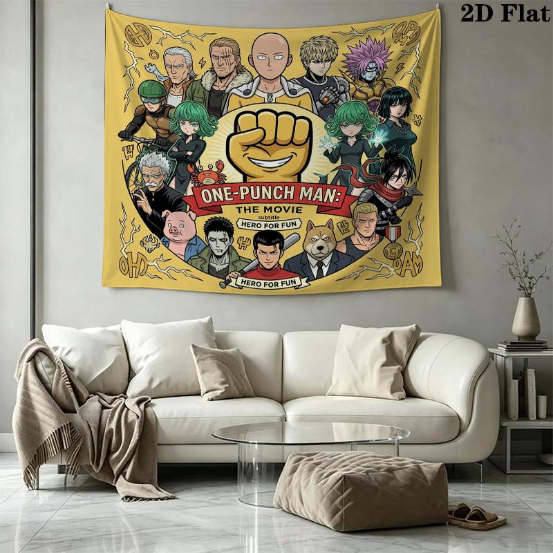 Onepunch Man Wall Tapestry Aesthetic Wall Hanging Printed Fabric Blanket Decorative Tapestries For Bedroom Living Room Home Decor