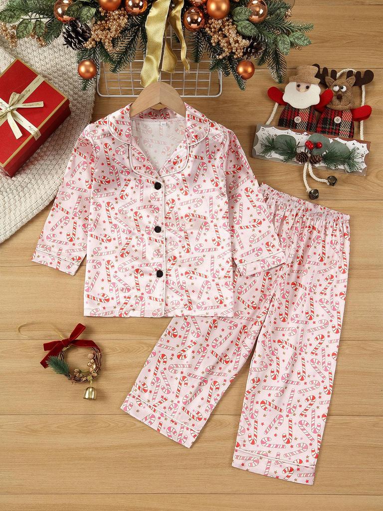 Through 1615 Autumn Flame-Retardant Christmas Pajamas Set for Kids - Festive Print Sleepwear