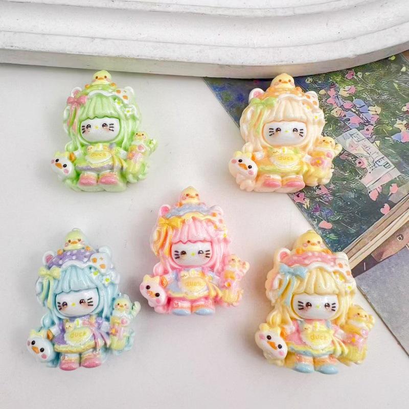 Glossy KT Girl Resin Accessories: Trendy DIY Hair Clips, Ties, Keychains, Pendants & Jewelry