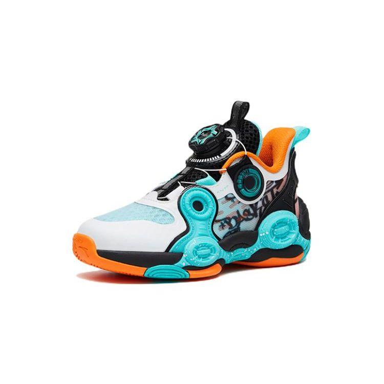 Anta Irregular 2 Non-Slip Wear-Resistant Mid-Top Basketball Shoes Kids Sneakers Black White Blue 312329951-2
