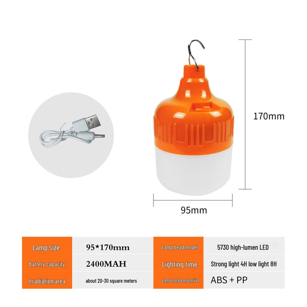 Rechargeable LED Light Bulb: Outdoor Camping, Night Market, Emergency, Super Bright, Rainproof, Power Outage Solution