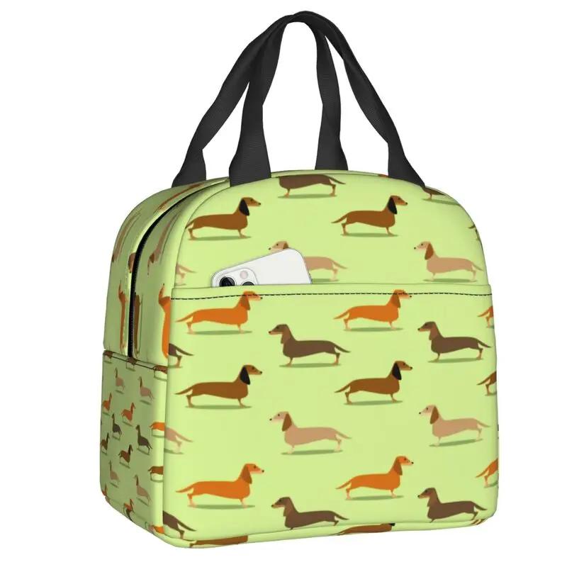 Sausage Dog Lovers Insulated Lunch Bag for Camping Travel Dachshund Waterproof Cooler Thermal Bento Box Women Children