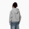 Grey Star-printed Hooded Cardigan Sweater Men's and Women's Autumn Loose and Versatile Design Zipper Casual Jacket