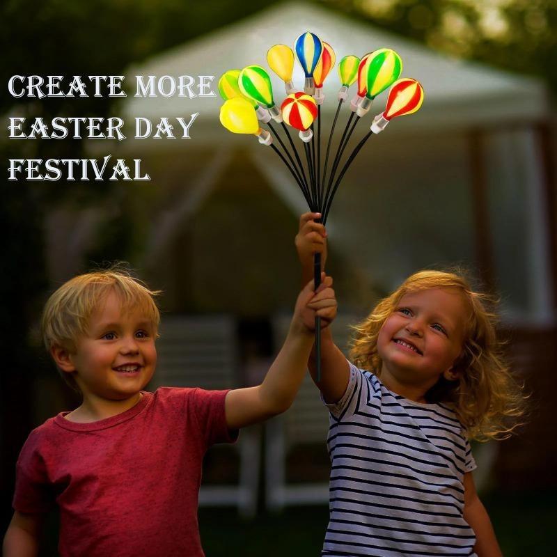 New Solar Hot Air Balloon Swing Light 6LED Firefly Ground Plug Light Courtyard Garden Camping Starburst Lawn Light