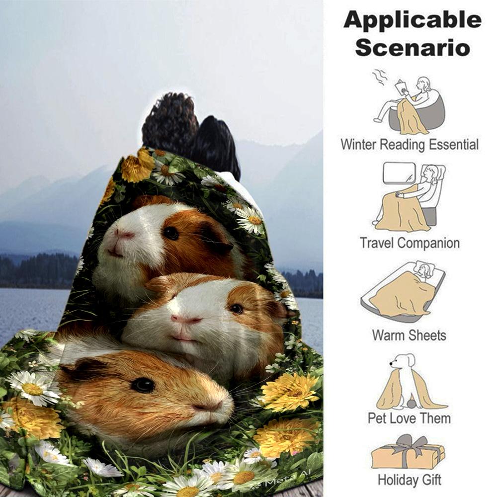 Guinea Pigs Print Flannel Blanket High Quality Warm Comfortable Cover for All Seasons Perfect for Gifts Home Decor