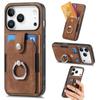 Retro Metal Ring Car Mount Magnetic Card Holder Pu Leather Phone Case For Iphone 18