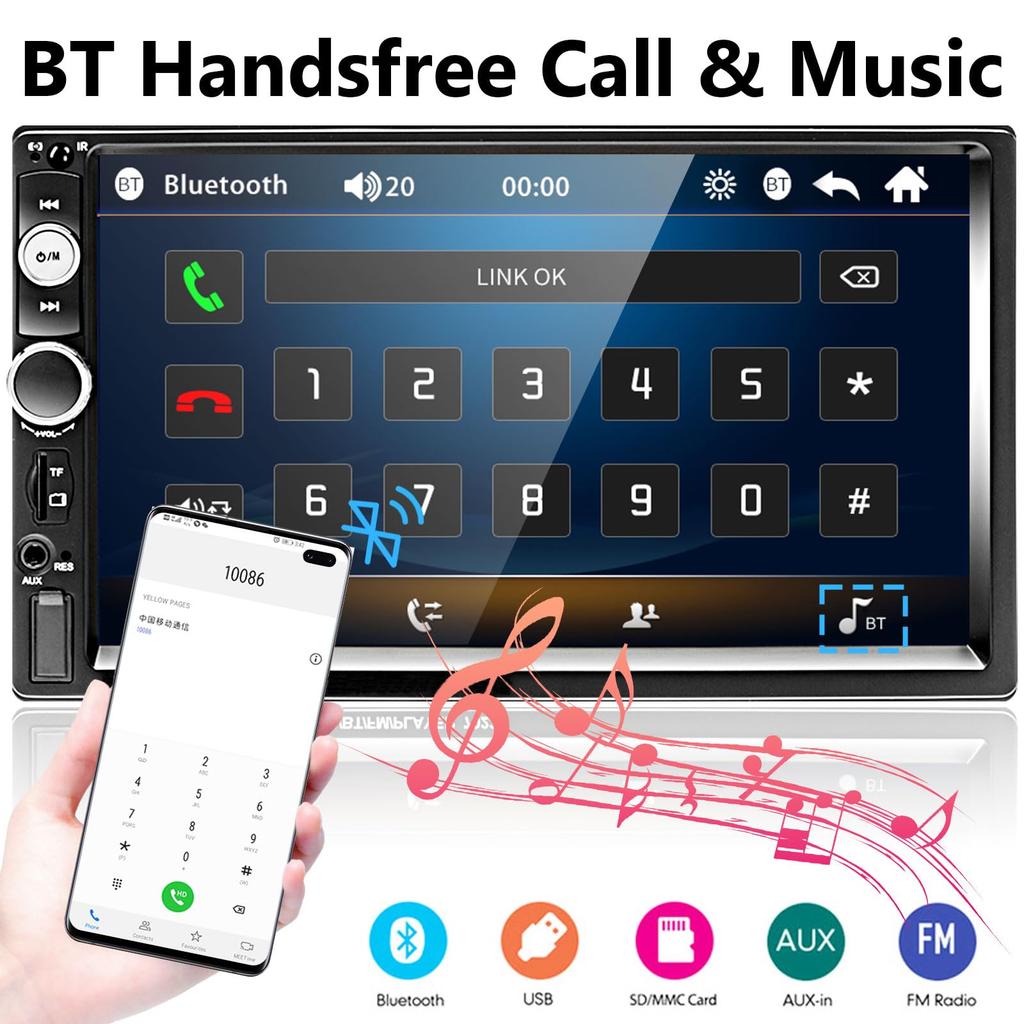 2 Din Car Stereo Bluetooth Car Stereo 7 Inch Touch Screen Car MP5 Player,