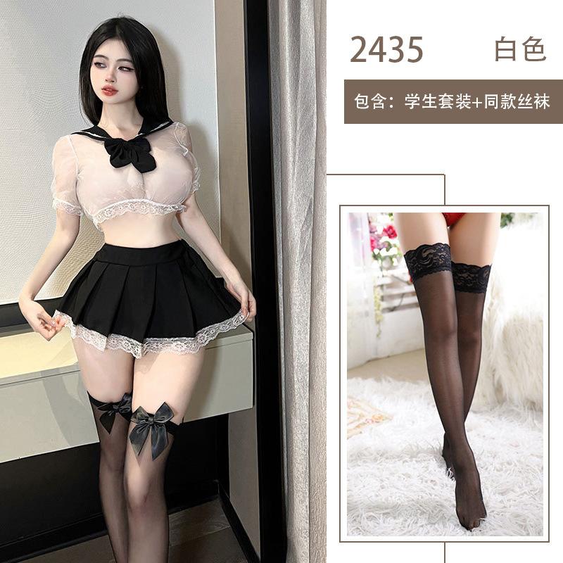 Pure desire erotic underwear bubble sleeves lace senior sister uniform college style JK outfit perspective mesh suit