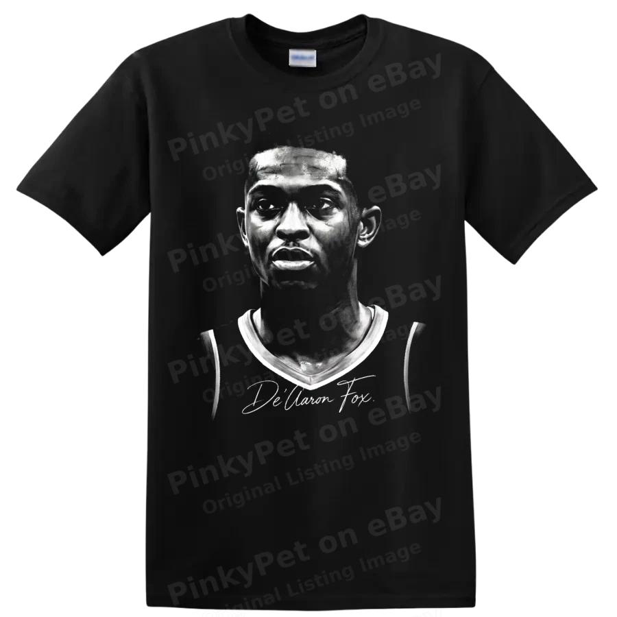 DeAaron Fox Basketballspieler Porträt T-Shirt Nummer 5 Schwarz Fan Grafik T-Shirt
