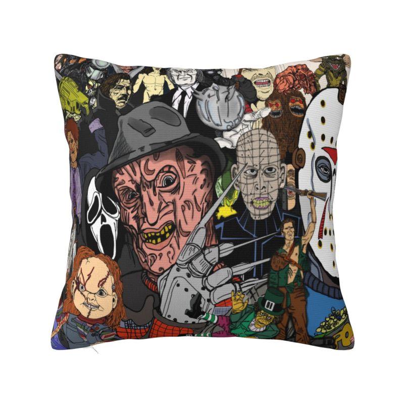 Custom Horror Movies Collage Throw Pillow Case for Living Room Vintage Scary Film Nordic Cushion Cover Square Pillowcase