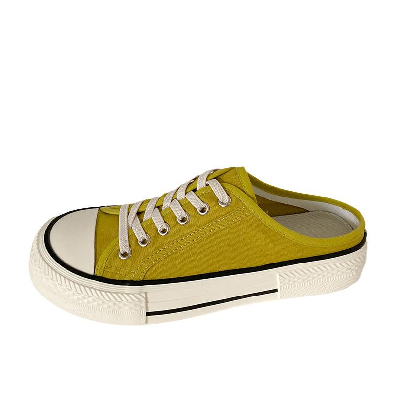 

HY-1261 elastic band without heel lazy one-pedal half-tray canvas shoes women s summer thin half-drag canvas shoes 40 лимонно-жовтий колір