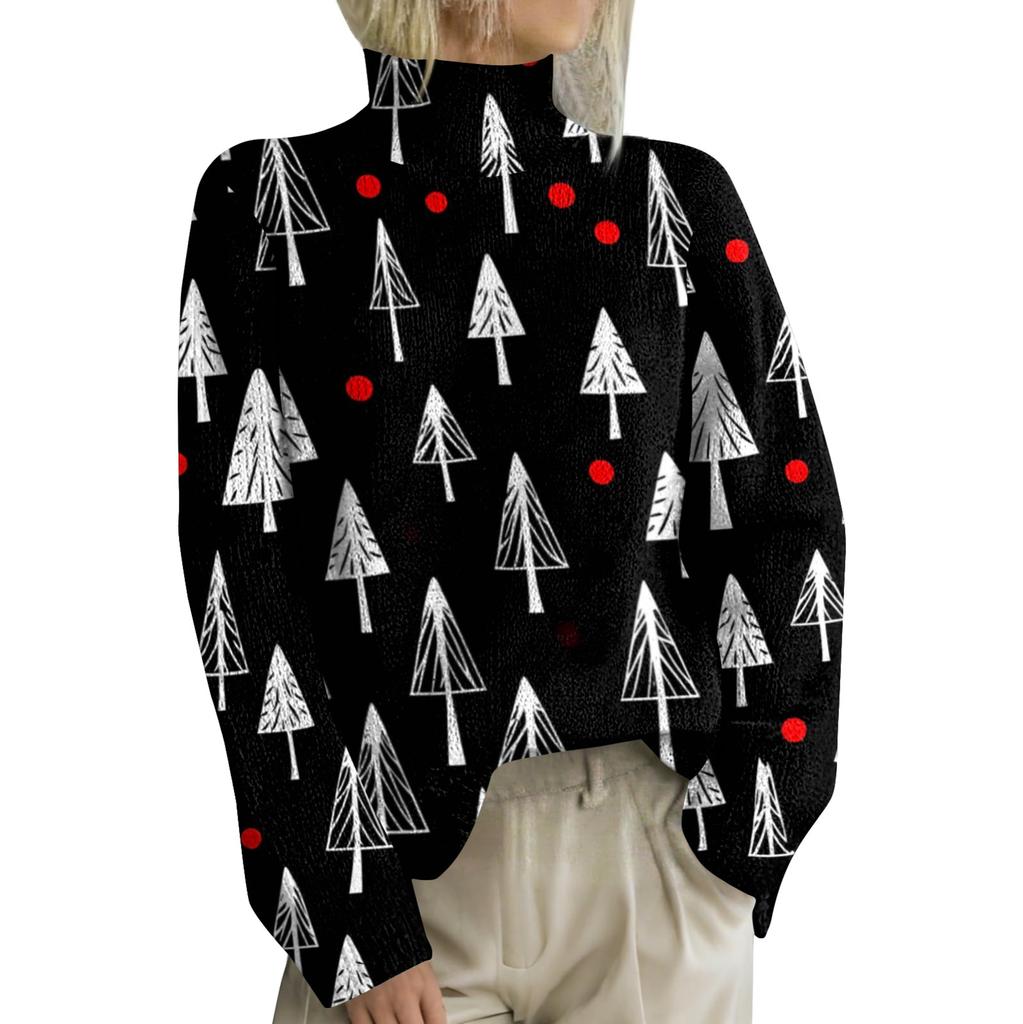 Christmas Sweatshirts For Women Knit Sweater Cute Shirt Fall Turtleneck Pullover Tops