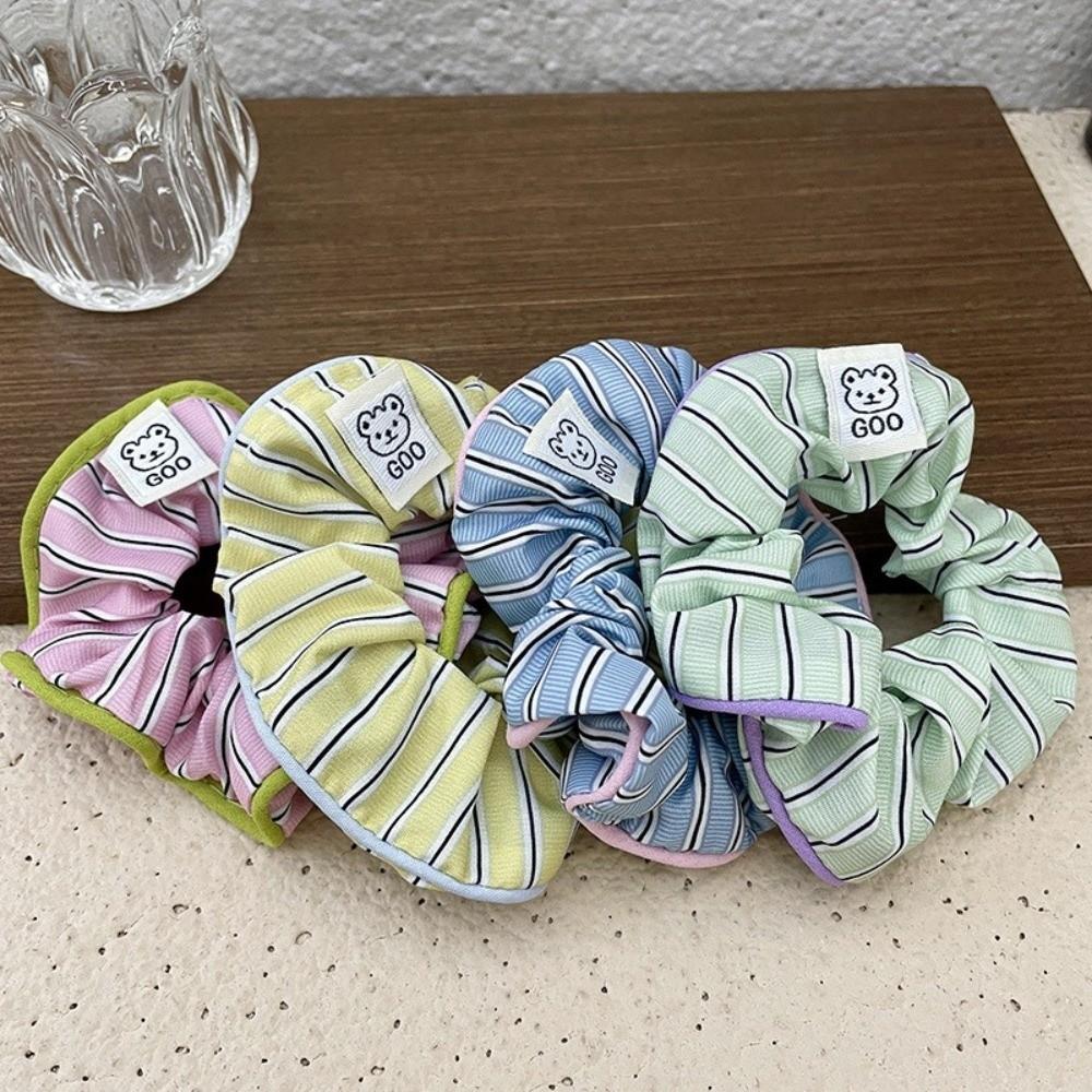 High Elastic Stripe Hair Scrunchie Candy Colors Ponytail Headwear  Hair Accessories