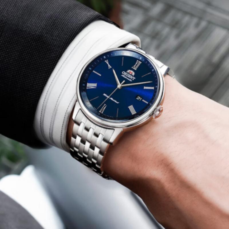 ORIENT Watchfully Automatic Mechanical Watch Men's Business Watch Blue Plate Steel Belt-mechanical Men's Watch RA-AC0J03L10B